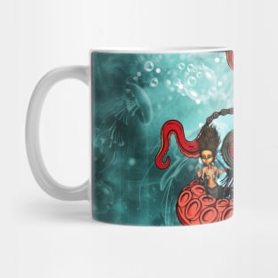 Awesome fantasy guitar with cute mermaids and tentacle Mug